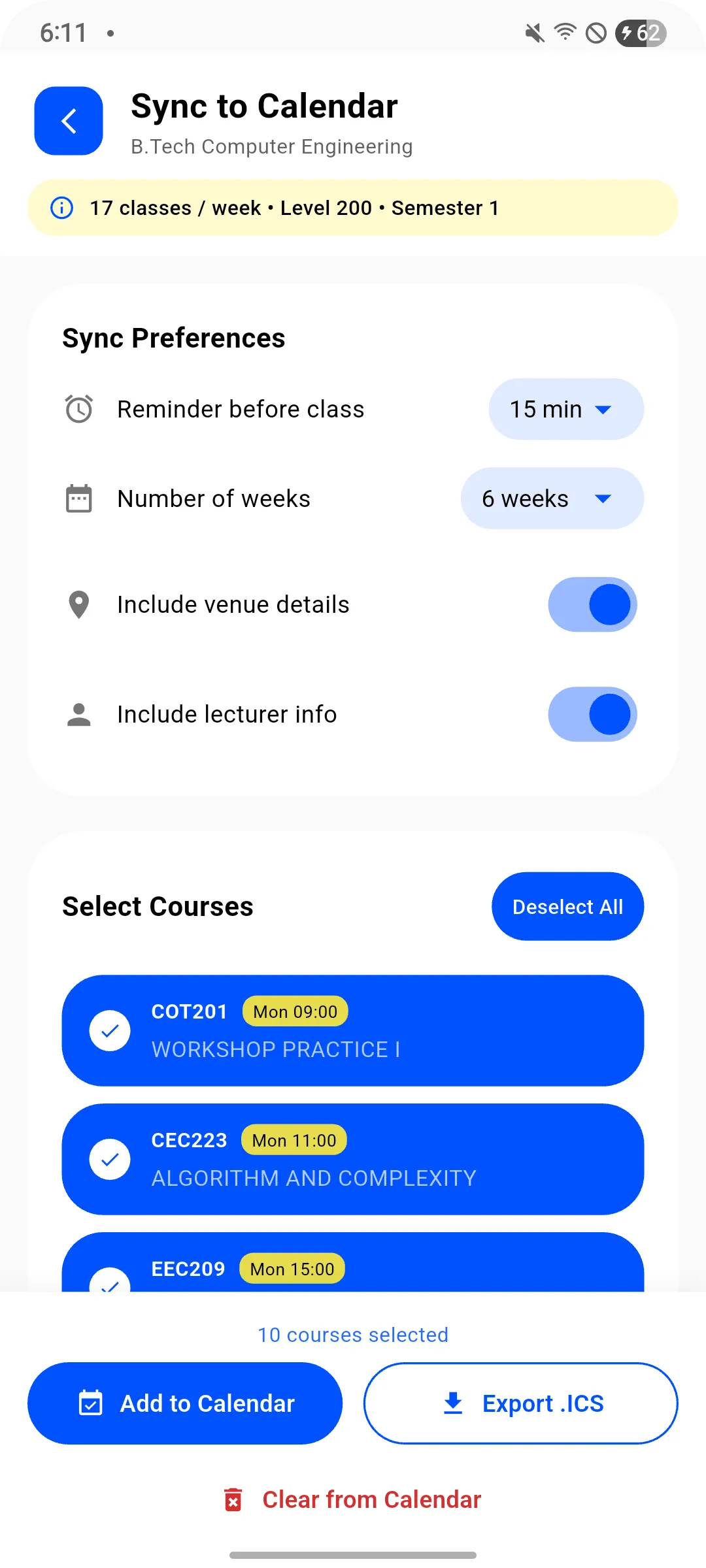 Course Details + Lecturer Info